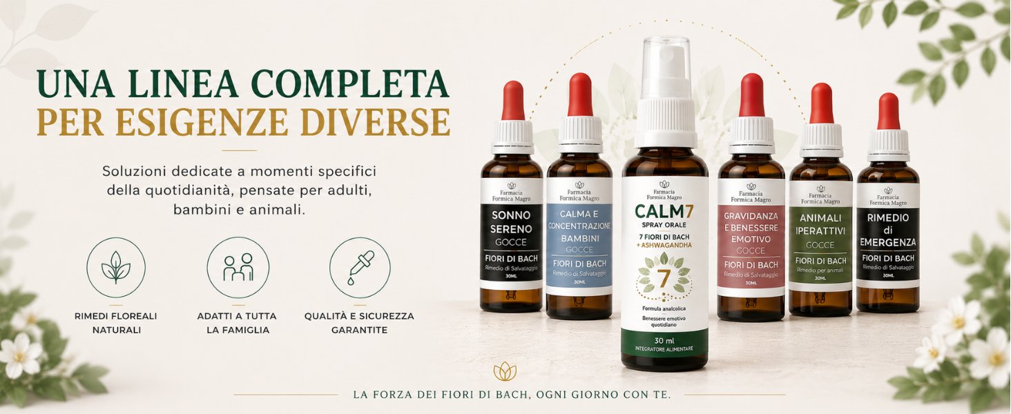 Linea completa Fiori di Bach - Farmacia Formica Magro CALM7 Spray Orale 30 ml, Fiori di Bach con Ashwagandha