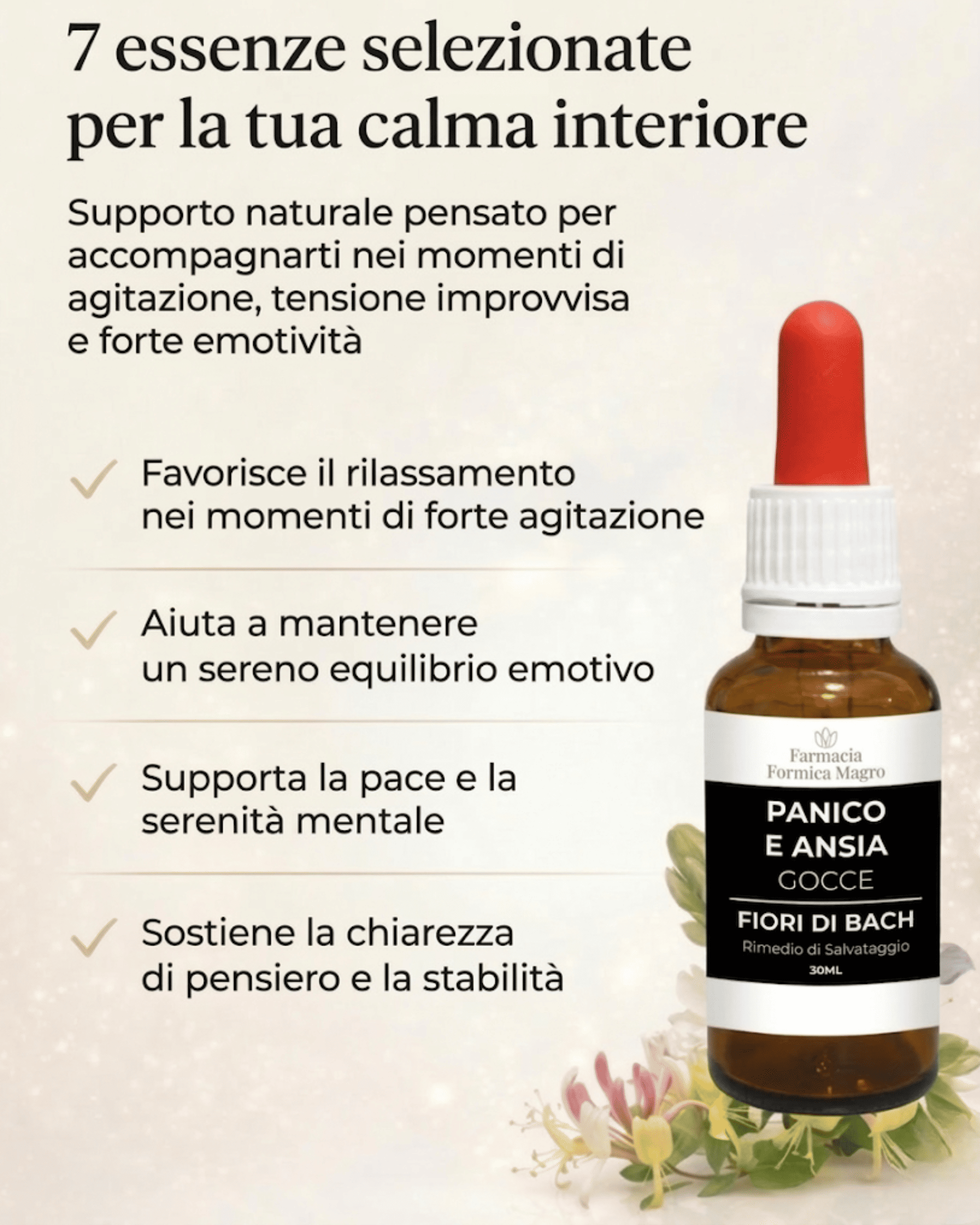 Fiori di Bach Gocce Rimedio Naturale per Attacchi di Panico e Ansia Acuta 30 ml